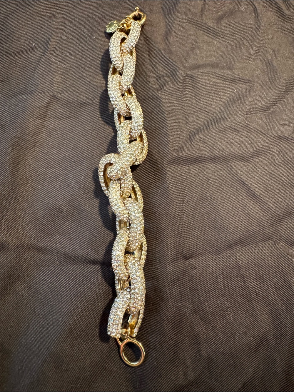 J. Crew Gold Crystal Pavé Link Bracelet